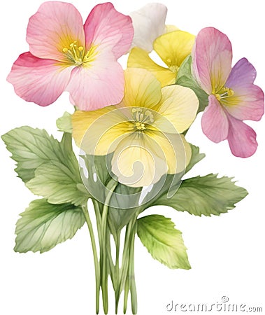 A bouquet of Primrose flowers. AI-Generated. Stock Photo