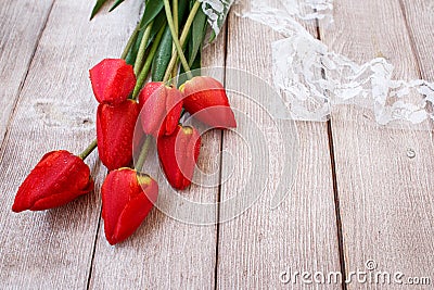 Bouquet of red tulips Stock Photo