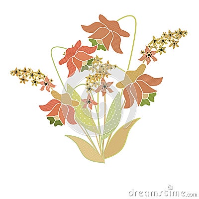 Bouquet of retro flowers illustration isolated Cartoon Illustration