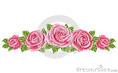 Bouquet of the roses, embroider Vector Illustration