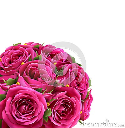 Bouquet of Roses Flowers Festive Congratulation Best Regards Con Vector Illustration