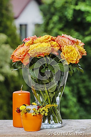 Bouquet of stunning orange roses Stock Photo