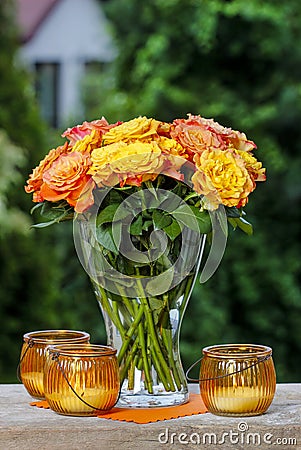 Bouquet of stunning orange roses Stock Photo