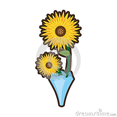 bouquet sunflower beuty image Cartoon Illustration