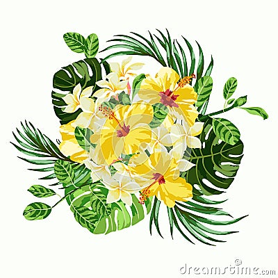 Bouquet of tropical flowers. Vector Illustration