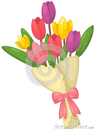 Bouquet of tulips flowers Vector Illustration