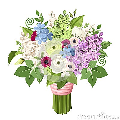 Bouquet of various flowers. Vector eps-10. Vector Illustration