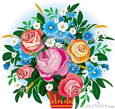 Bouquet in the Victorian style Vector Illustration