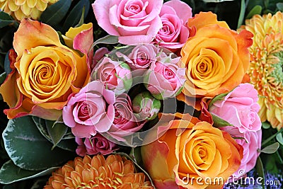 Bouquet of wonderful fresh Summer Flowers with Roses Stock Photo