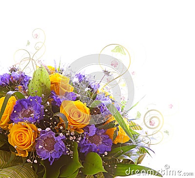 Bouquet of yellow roses. Stock Photo