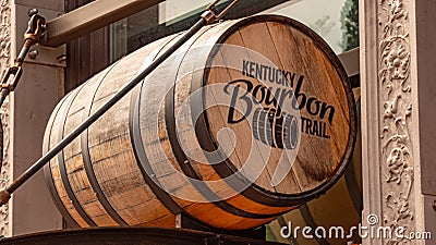 Bourbon Barrels in Louisville Kentucky - LOUISVILLE, USA - JUNE 14, 2019 Editorial Stock Photo