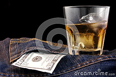 Bourbon Denim and Dollars Stock Photo