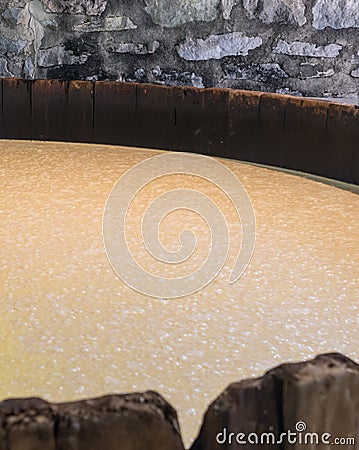 Bourbon Mash Fermenting in Distillery Stock Photo