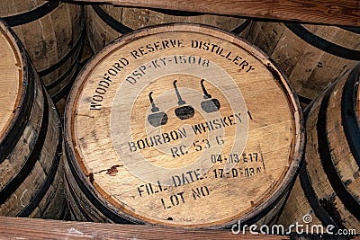 Bourbon Whiskey Being Stored Oak Barrels Editorial Stock Photo