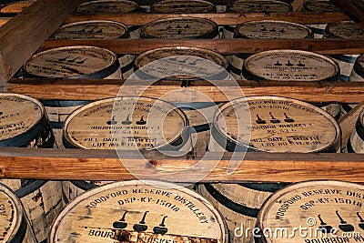 Bourbon Whiskey Being Stored Oak Barrels Editorial Stock Photo