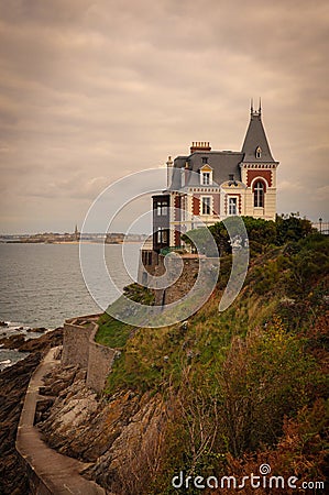 Bourgeois Mansion Facing the Sea in Dinard Stock Photo