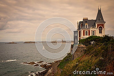 Bourgeois Mansion Facing the Sea in Dinard Stock Photo