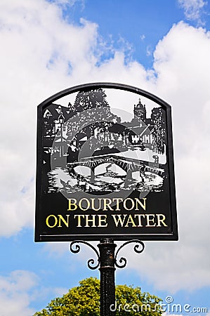 Bourton on the Water sign. Stock Photo