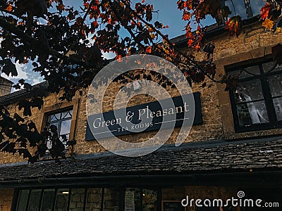 Green and Pleasant Tea room in Bourton on the Water Editorial Stock Photo