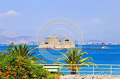 Bourtzi castle island in Nafplion, Greece Stock Photo