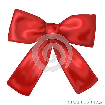 Red silk bow. Realistic illustration on a white background. Vector 10eps Vector Illustration