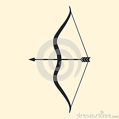 Bow and arrow doodle. Hand-drawn arbalest Vector Illustration