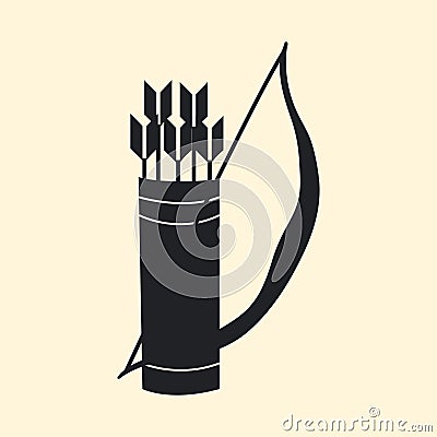 Bow and arrow doodle. Hand-drawn arbalest and string,romantic love Vector Illustration