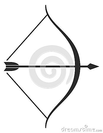 Bow with arrow icon. Archer symbol. Vintage weapon Vector Illustration