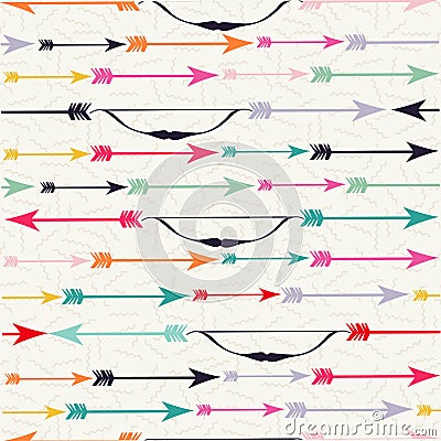Bow and arrow indian boho seamless pattern hipster Vector Illustration
