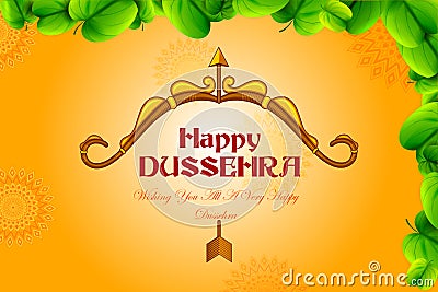 Bow and Arrow of Lord Rama for Happy Dussehra festival of India Vector Illustration