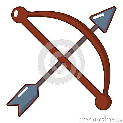 Bow and arrow weapon icon, cartoon style Vector Illustration