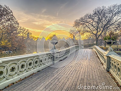 Bow bridge Central Park Stock Photo