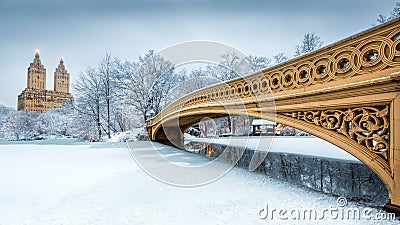 Bow Bridge in Central Park, NYC Stock Photo