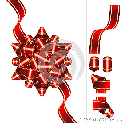 Bow Knot Ribbon Solemnity Set Vector Illustration