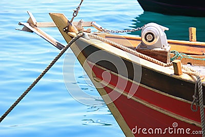 Bow of a moored boat Stock Photo