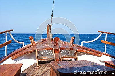 The bow of old wood ship Stock Photo