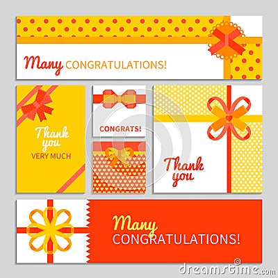 Bow And Ribbon Cards Vector Illustration