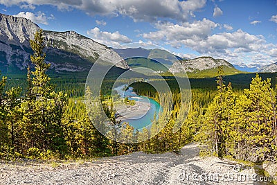 Bow River, Hoodoos, Banff, Canada Stock Photo