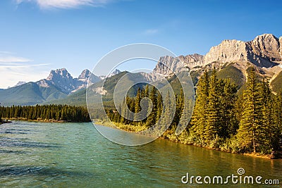 Bow River near Canmore in Canada Stock Photo