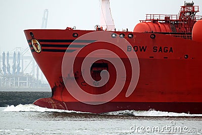 The Gas tank ship Bow Saga on its way to the Panama Canal Editorial Stock Photo