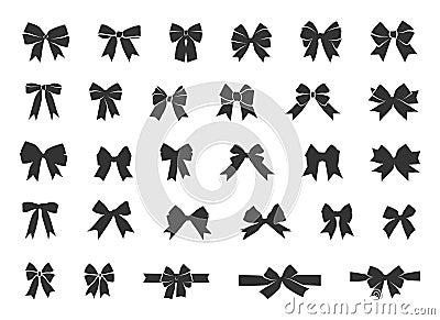 Bow Silhouette, Bow Tie Silhouette, Decorative Bows Silhouette, Bow Ribbon Silhouette, Gift Bows Silhouette, Bows Clipart, Ribbon Vector Illustration