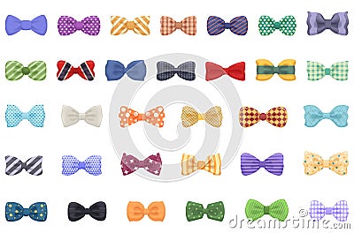 Bow tie icons set cartoon . Suit dress. Illustration vector Stock Photo