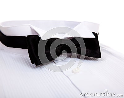 A bow tie and Tuxedo shirt Stock Photo