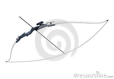 Bow with a tight bowstring isolated on white background. 3d rend Stock Photo
