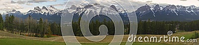 Bow Valley Canmore Alberta Foothills Wide Panoramic Landscape Stock Photo