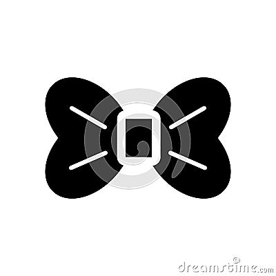 The bow vector icon. Black and white bow illustration. Solid linear beauty icon. Vector Illustration