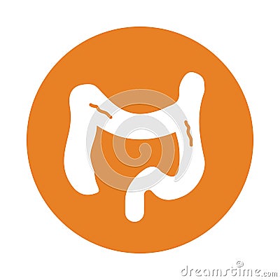 Bowel, colon, proctology icon. Orange color vector EPS Vector Illustration