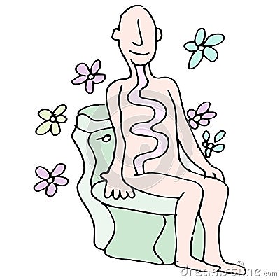 Bowel Movement on Toilet Vector Illustration