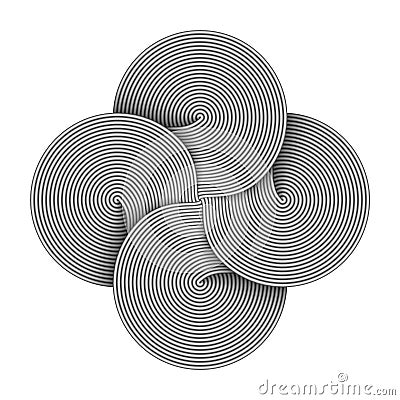 Bowen cross symbol made of four connected disks composed of metal wires. Vector command key sign Vector Illustration