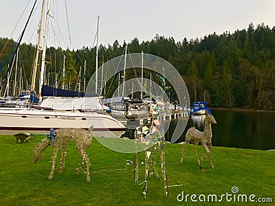 Bowen island Marnie boats deer Stock Photo